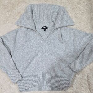 Express Light Gray Collar Neck Sweater